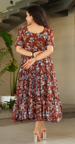 Amazing Brown Color Georgette Fabric Gown