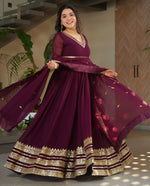 Amazing Wine Color Blooming Fabric Gown