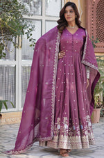 Amazing Purple Color Viscose Fabric Gown