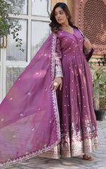 Amazing Purple Color Viscose Fabric Gown
