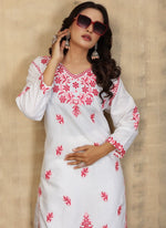 Classy White Color Cotton Fabric Designer Kurti