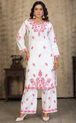 Classy White Color Cotton Fabric Designer Kurti