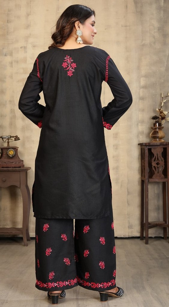 Classy Black Color Cotton Fabric Designer Kurti