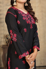 Classy Black Color Cotton Fabric Designer Kurti