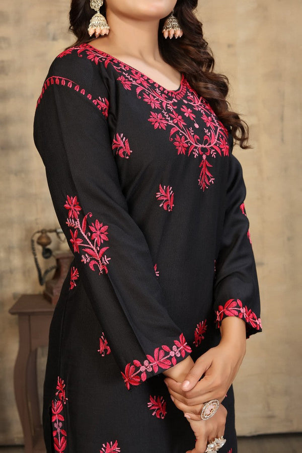 Classy Black Color Cotton Fabric Designer Kurti