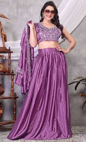 Beautiful Purple Color Silk  Fabric Cord Set