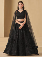 Striking Black Color Georgette Fabric Party Wear Lehenga