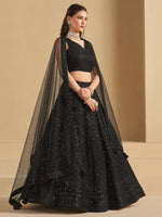 Striking Black Color Georgette Fabric Party Wear Lehenga