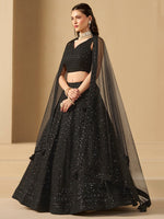 Striking Black Color Georgette Fabric Party Wear Lehenga
