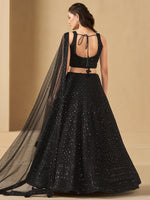 Striking Black Color Georgette Fabric Party Wear Lehenga
