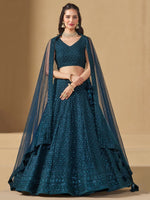 Striking Teal Color Georgette Fabric Party Wear Lehenga