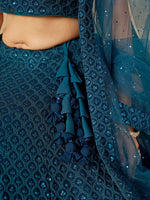 Striking Teal Color Georgette Fabric Party Wear Lehenga