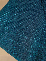 Striking Teal Color Georgette Fabric Party Wear Lehenga
