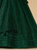 Striking Green Color Georgette Fabric Party Wear Lehenga