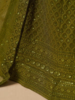 Striking Green Color Georgette Fabric Party Wear Lehenga