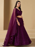 Striking Voilet Color Georgette Fabric Party Wear Lehenga