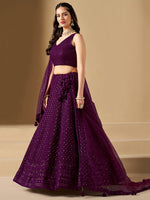 Striking Voilet Color Georgette Fabric Party Wear Lehenga