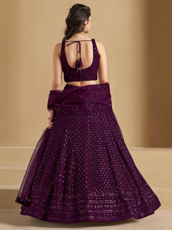 Striking Voilet Color Georgette Fabric Party Wear Lehenga