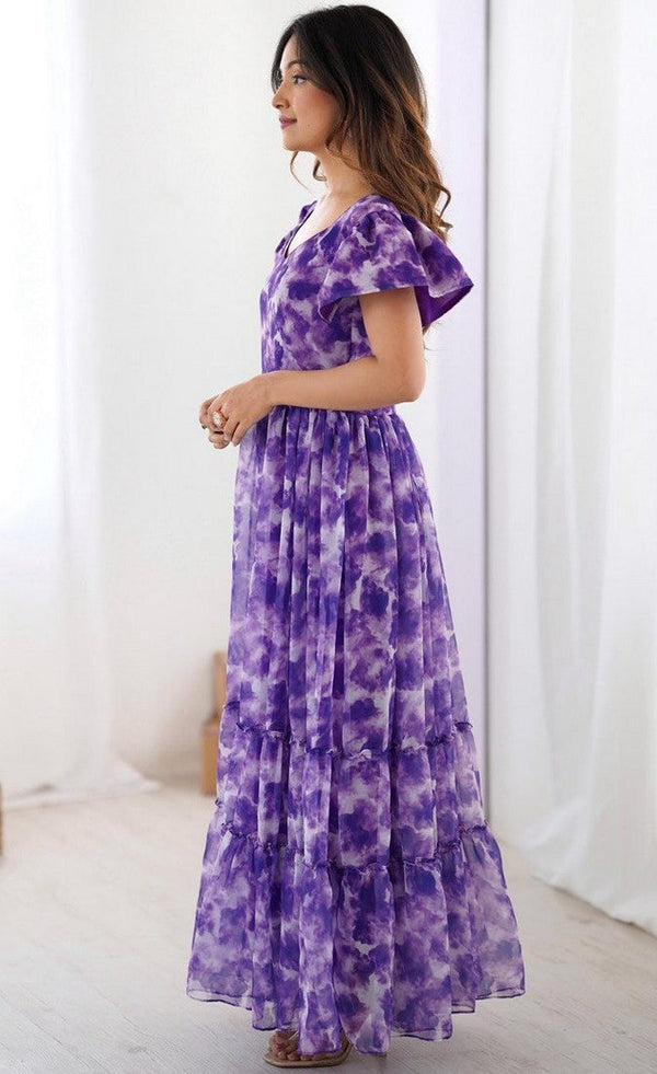 Dazzling Purple Color Georgette Fabric Gown