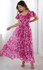 Dazzling Pink Color Georgette Fabric Gown