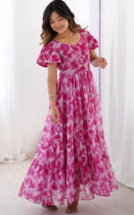 Dazzling Pink Color Georgette Fabric Gown