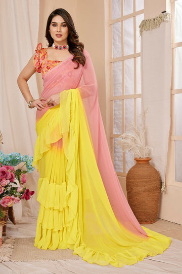 Superb Multi Color Georgette Fabric Designer Saree