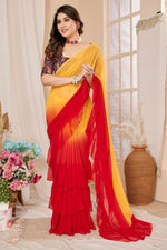 Superb Multi Color Georgette Fabric Designer Saree