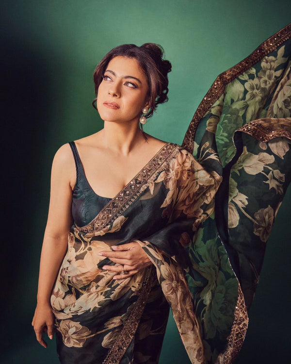 Superb Green Color Organza Fabric Designer Saree