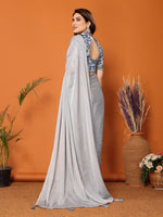 Superb Grey Color Polyester Fabric Designer Saree