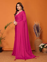 Superb Pink Color Polyester Fabric Designer Saree