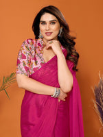 Superb Pink Color Polyester Fabric Designer Saree