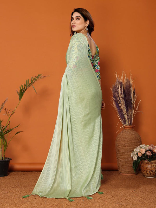 Superb Green Color Polyester Fabric Designer Saree