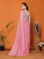 Superb Pink Color Polyester Fabric Designer Saree