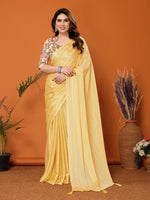 Superb Yellow Color Polyester Fabric Designer Saree