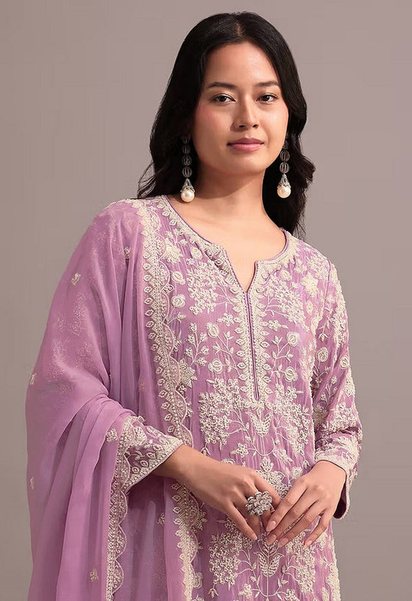 Tasteful Pink Color Georgette Fabric Sharara Suit