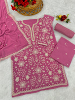Tasteful Pink Color Georgette Fabric Sharara Suit