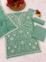 Tasteful Green Color Georgette Fabric Sharara Suit