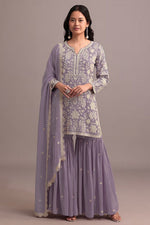 Tasteful Purple Color Georgette Fabric Sharara Suit