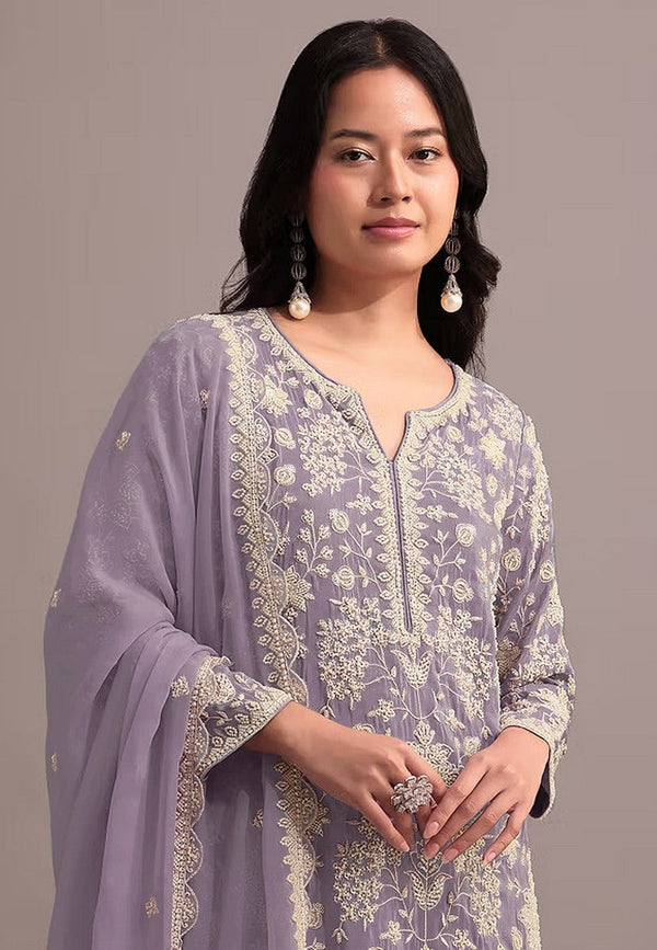 Tasteful Purple Color Georgette Fabric Sharara Suit