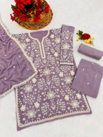 Tasteful Purple Color Georgette Fabric Sharara Suit