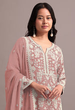 Tasteful Peach Color Georgette Fabric Sharara Suit