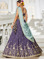 Dazzling Purple Color Chiffon Fabric Party Wear Lehenga