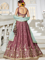 Dazzling Wine Color Chiffon Fabric Party Wear Lehenga