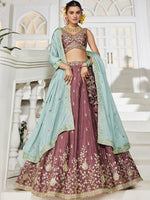 Dazzling Wine Color Chiffon Fabric Party Wear Lehenga