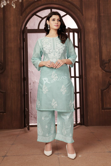 Classy Green Color Cotton Fabric Casual Kurti