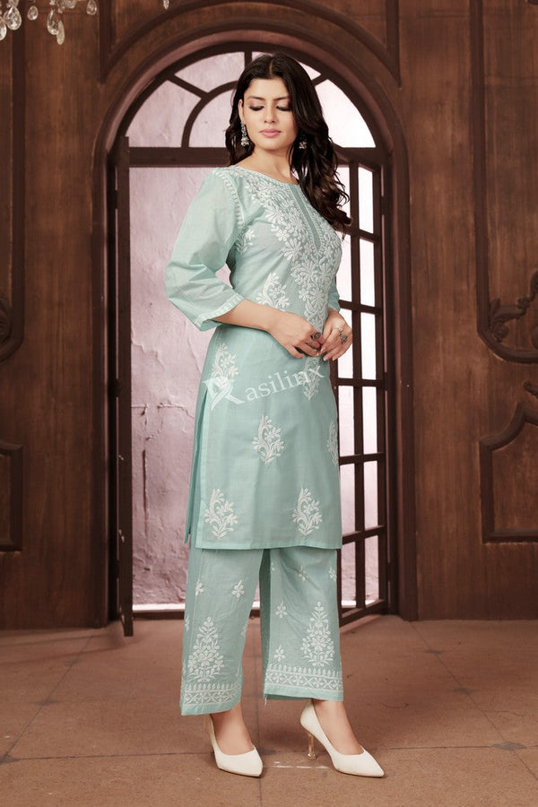 Classy Green Color Cotton Fabric Casual Kurti