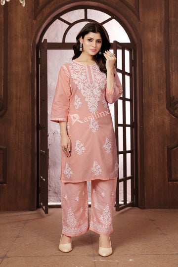Classy Orange  Color Cotton Fabric Casual Kurti