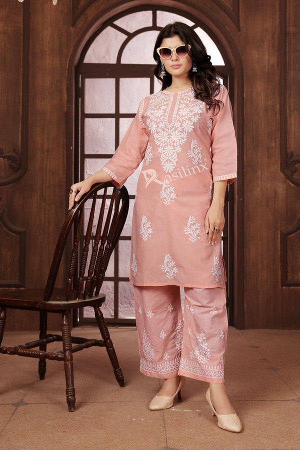 Classy Orange  Color Cotton Fabric Casual Kurti