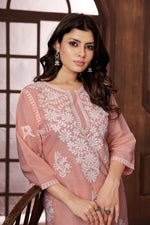 Classy Orange  Color Cotton Fabric Casual Kurti