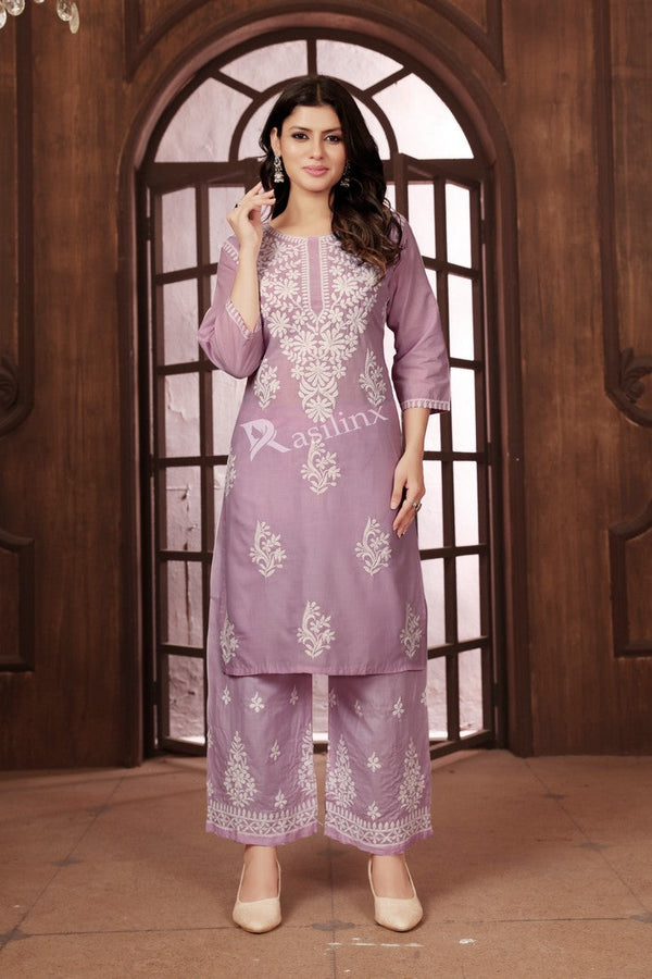 Classy Purple Color Cotton Fabric Casual Kurti